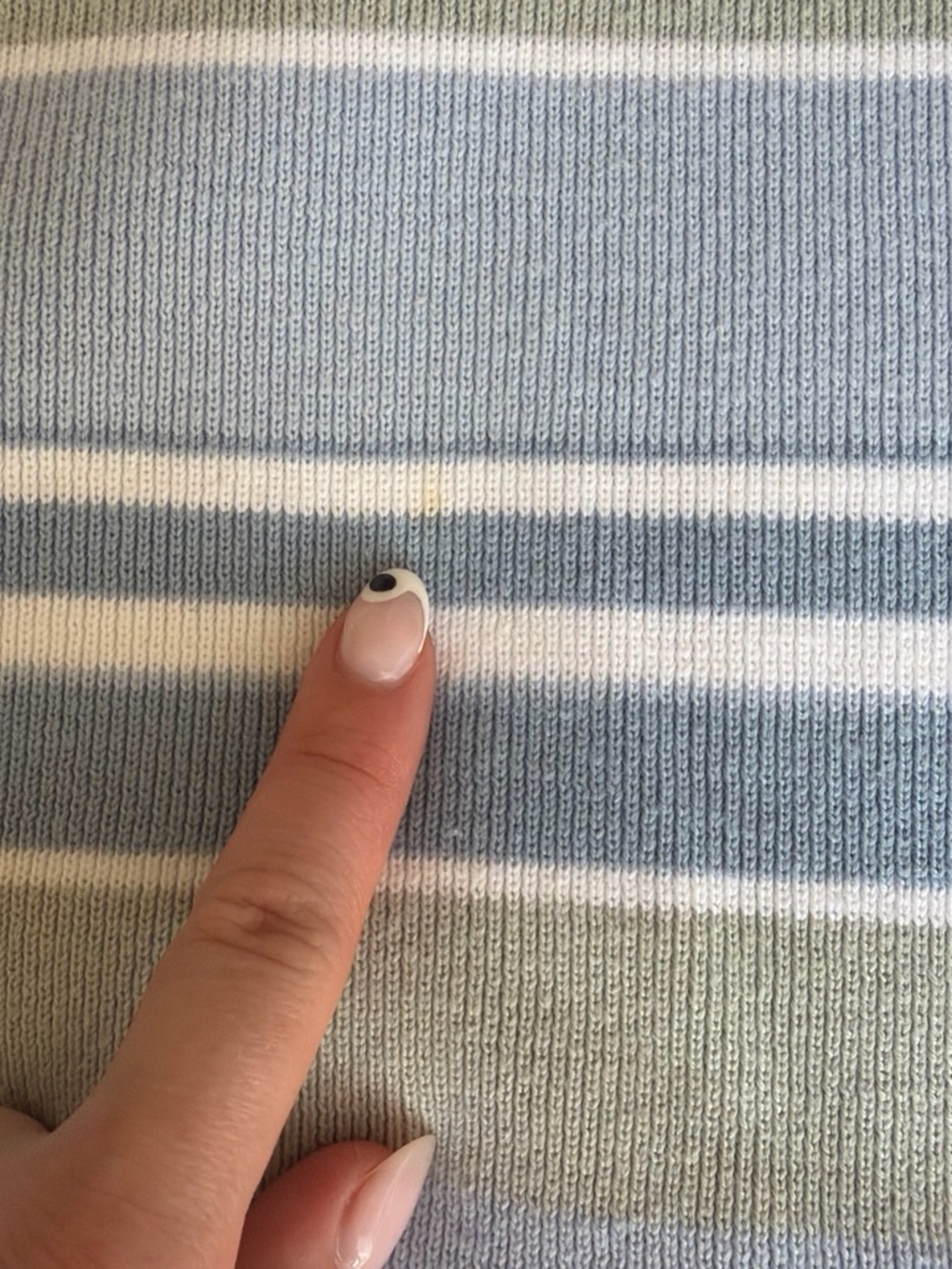 Vintage 90s Blue & Green Striped Tee - Picture 5 of 5